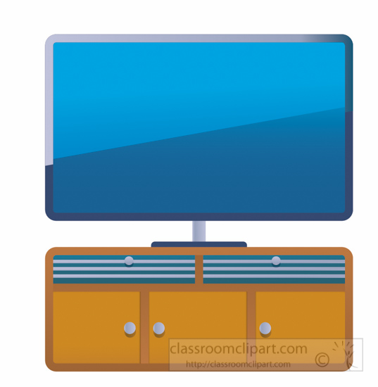 Electronics   Cabinet With Flat Screen Tv Clipart   Classroom Clipart
