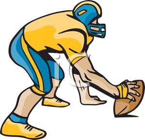 Football Player Holding The Ball For The Kicker   Royalty Free Clipart    