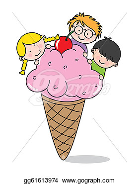 Illustration   Children Eating Ice Cream  Eps Clipart Gg61613974