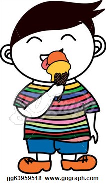 Illustration   Kid Enjoy Eating Ice Cream  Vector Clipart Gg63959518