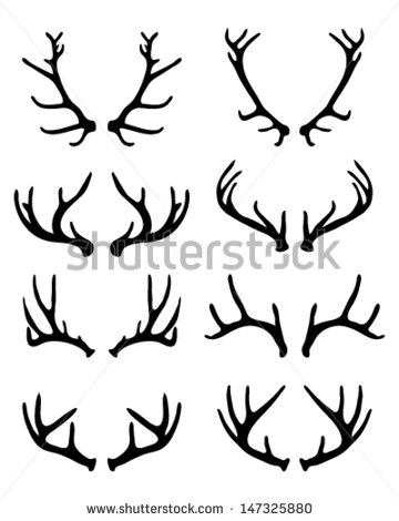 Silhouettes Of Deer Antlers 2 Vector   Stock Vector