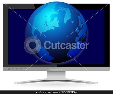 Tv Stock Vector Clipart Illustration Of Smart Tv With Earth On Screen