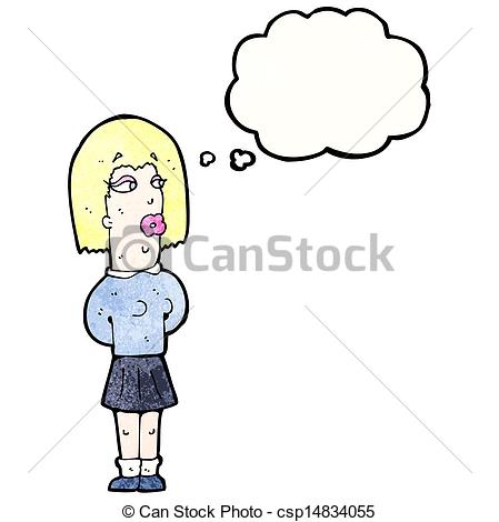 Vector   Cartoon Ugly Woman With Thought Bubble   Stock Illustration