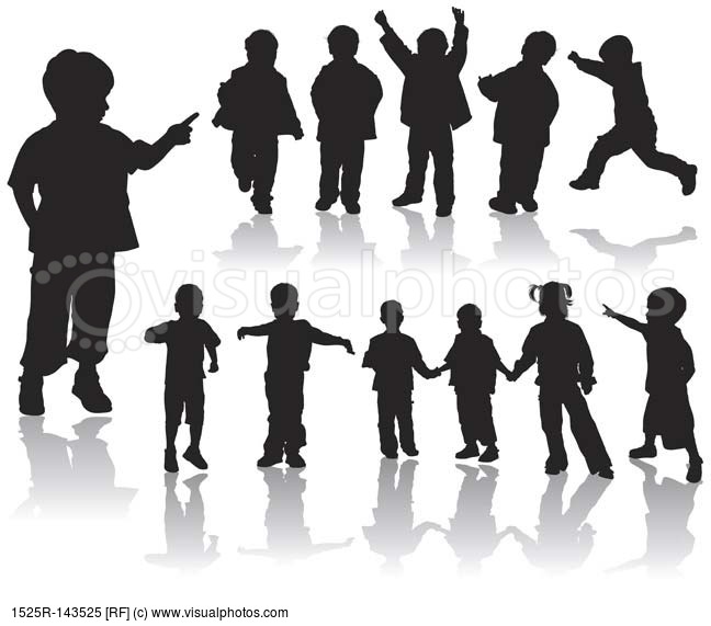 Vector Silhouette Girls And Boys   Stock Photos   Royalty Free