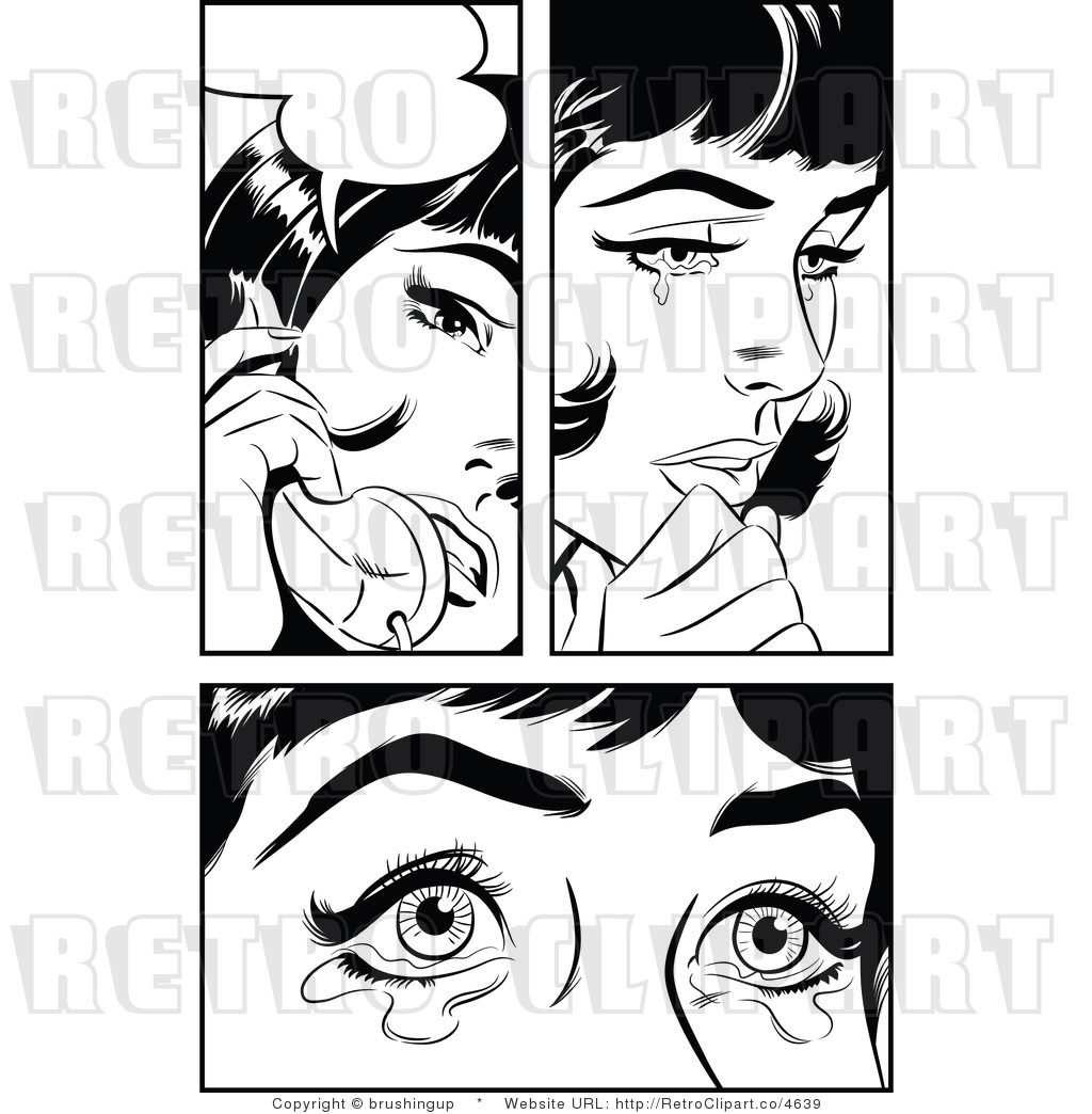     And White Pop Art Woman Being Emotional Royalty Free Vector Clipart