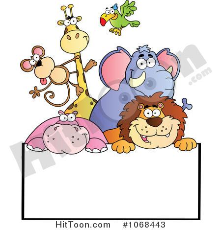 Animals Clipart  1068443  Group Of Zoo Animals Over A Sign 2 By Hit
