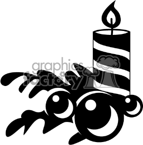 Black And White Striped Candle With Christmas Decor At Its Side