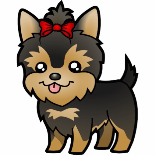 Cartoon Yorkie  Puppy With Bow  Photo Cutouts
