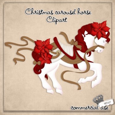 Christmas Horse Clip Art Cu Clipart   Christmas