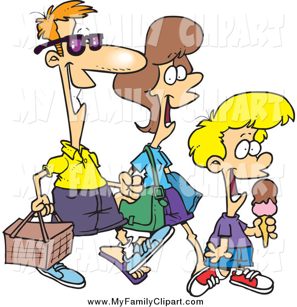 Clip Art Of A Cartoon Happy Family Going On A Picnic By Ron Leishman
