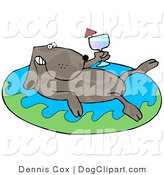 Clip Art Of A Grinning And Relaxing Dog Drinking Red Wine And Soaking