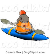 Clip Art Of A Happy Brown Dog Kayaking In A Blue Kayak By Dennis Cox