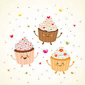 Cute Cupcakes With Faces Clipart Royalty Free Cupcakes Clip Art    
