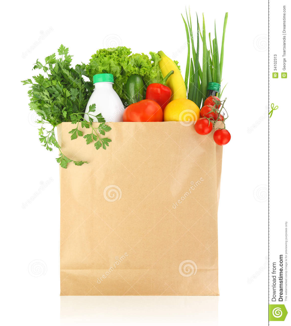 Fresh Healthy Groceries In A Bag Stock Photos   Image  34102313