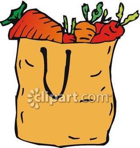 Grocery Bag Full Of Carrots Royalty Free Clipart Picture