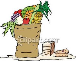Grocery Bag Full Of Fruit And Produce   Royalty Free Clipart Picture