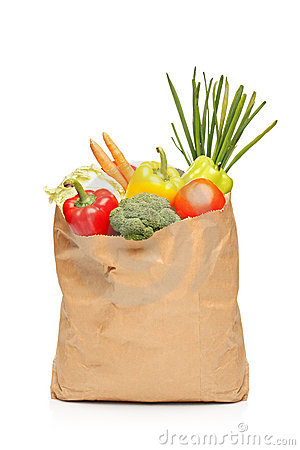 Grocery Bag Full With Fresh Vegetables Royalty Free Stock Images