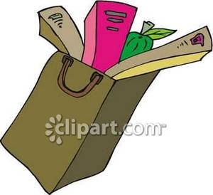 Grocery Bag Stuffed Full   Royalty Free Clipart Picture