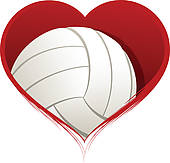 Heart With Volleyball Inside   Royalty Free Clip Art