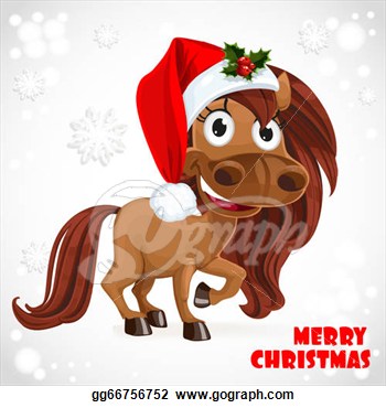 Illustration   Cute Santa Horse On Christmas Card  Clip Art Gg66756752