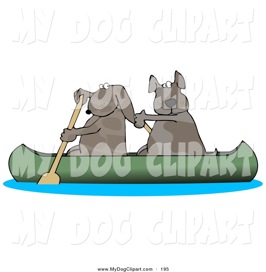 Larger Preview  Clip Art Of A Pair Of Dogs Paddling A Canoe And