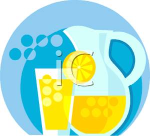 Lemonade In A Pitcher And Glass   Royalty Free Clipart Picture