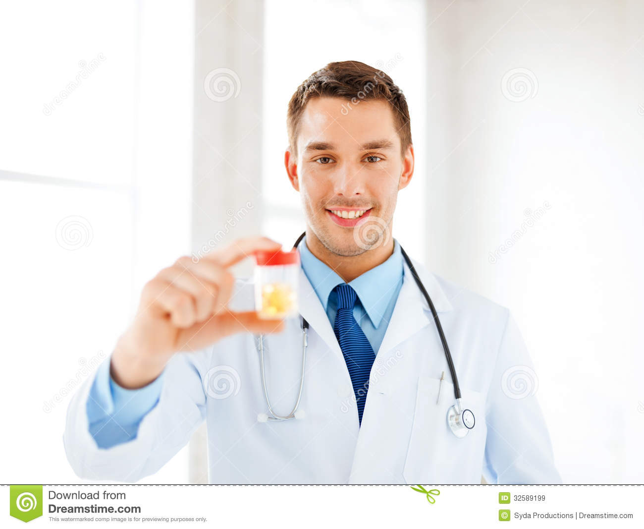 Male Doctor With Jar Of Capsules Royalty Free Stock Images   Image    
