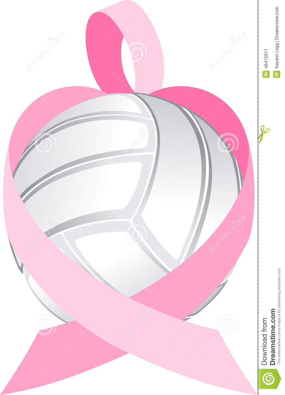 Of A Breast Cancer Ribbon Forming A Heart Wrapped Around A Volleyball