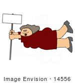 Overweight Woman Being Blown In The Wind Holding Onto A Pole Clipart