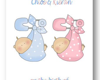 Personalised New Baby Congratulations Card Personalized Boy Girl Twins    