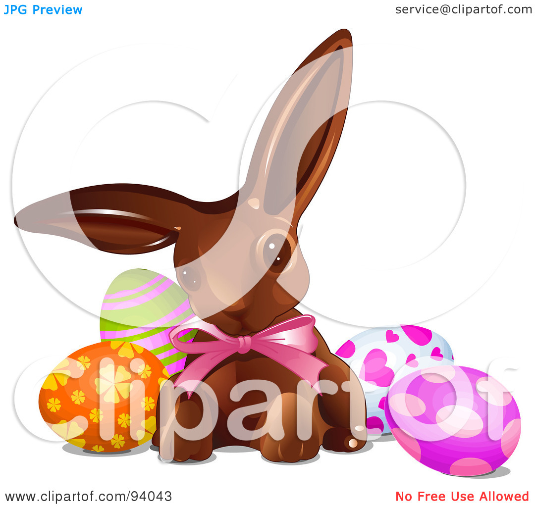 Rf  Clipart Illustration Of A Chocolate Bunny With Easter Egg Candy
