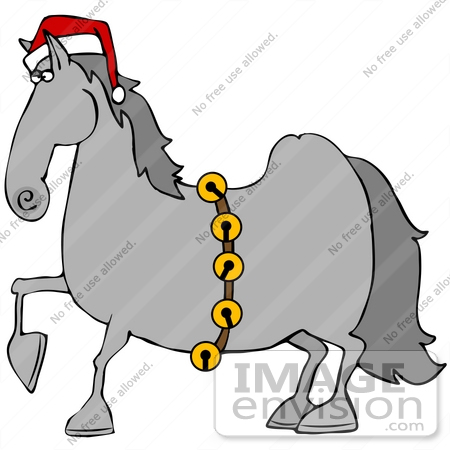 Royalty Free Christmas Clipart Of A Festive Christmas Horse Wearing A