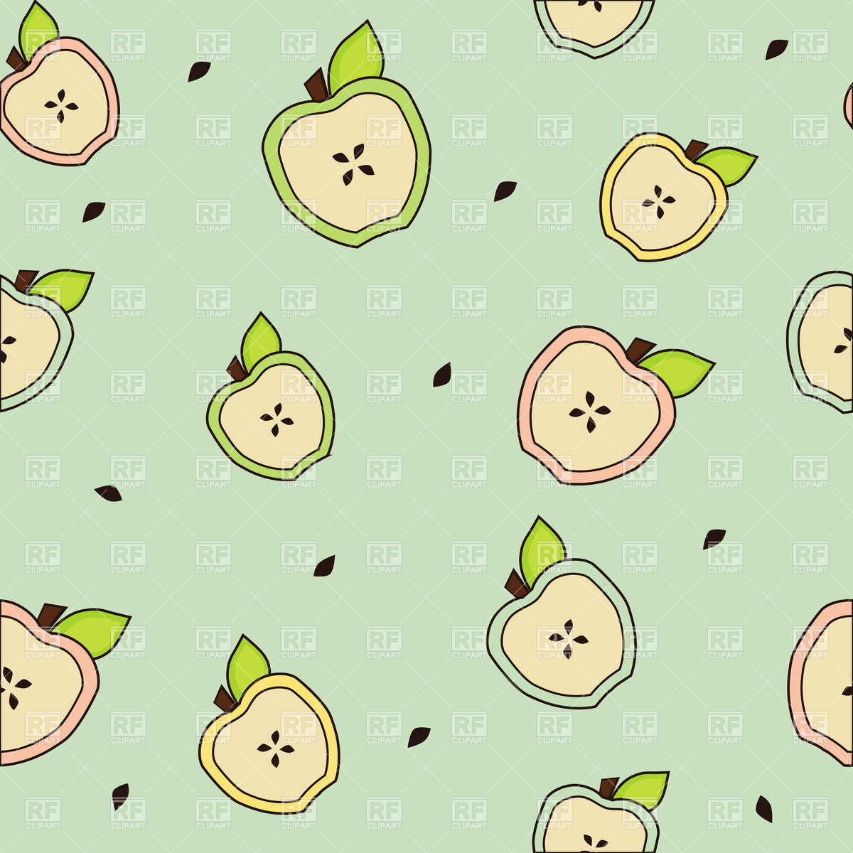 Seamless Background With Cartoon Apple Halves Download Royalty Free
