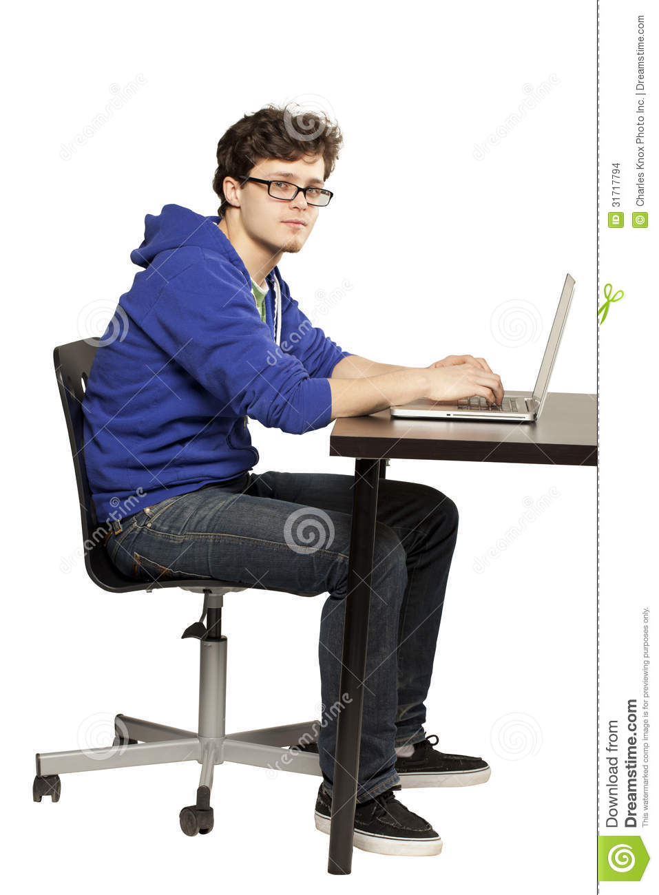 Student Sitting At Table Using Computer Stock Images   Image  31717794