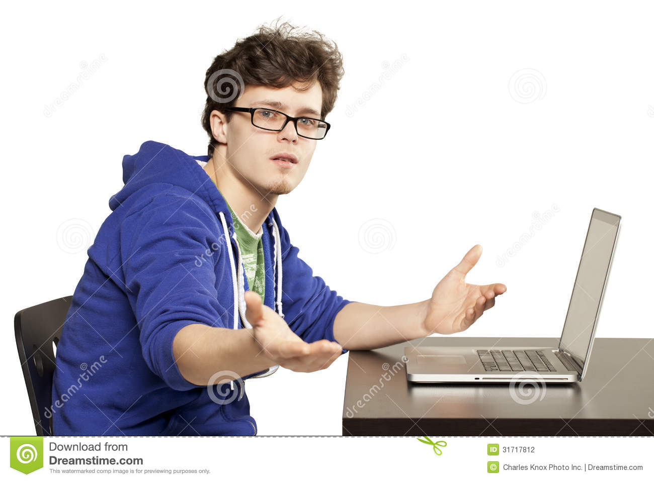 Student Sitting At Table Using Computer Stock Photography   Image