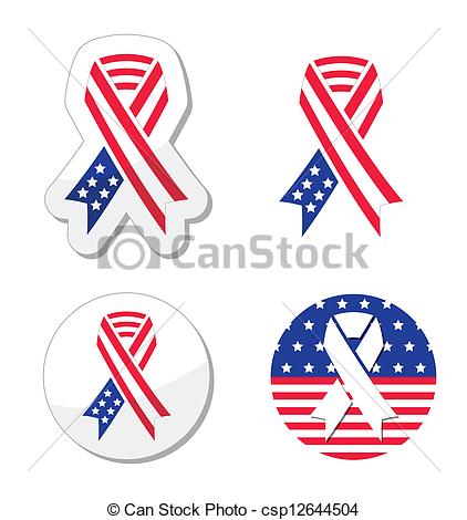 Vector Clipart Of Usa Ribbon Flag   Patriotism   American Vector Flag