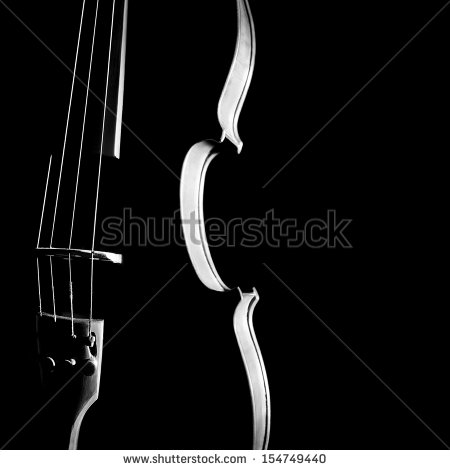 Violin Orchestra Silhouette Musical Instrument In Black And White    
