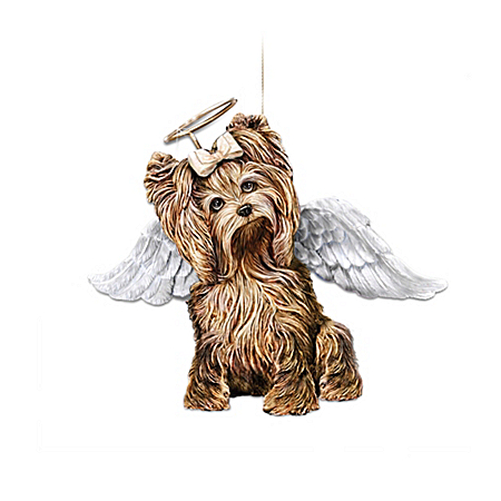 Yorkie Dog Christmas Ornament With Angel Wings And Halo My Little