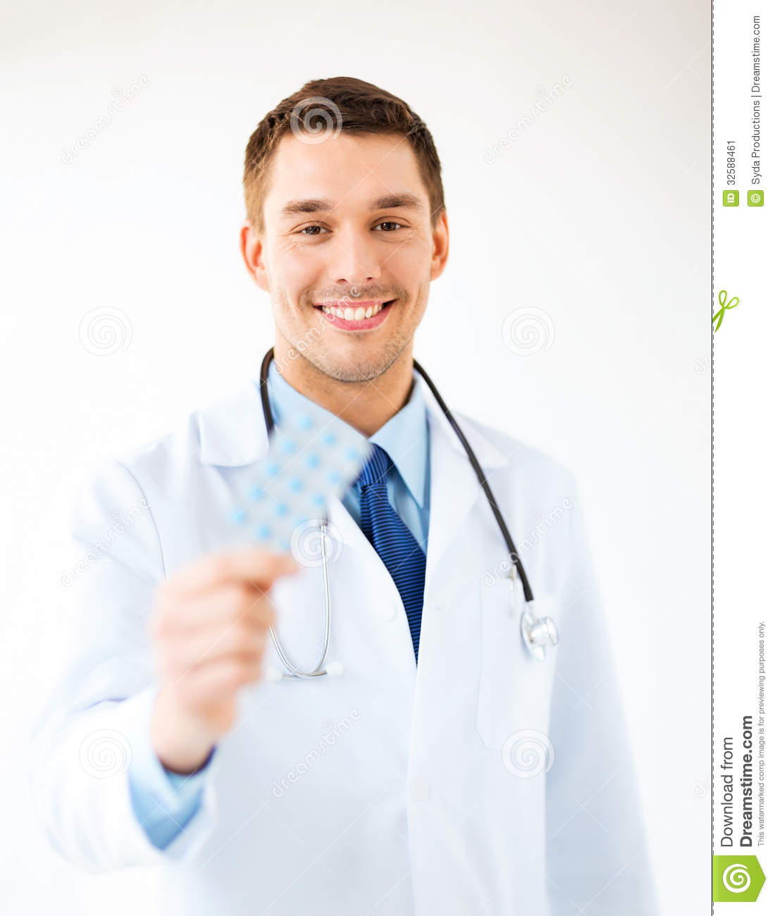 Young Male Doctor With Pack Of Pills Stock Image   Image  32588461