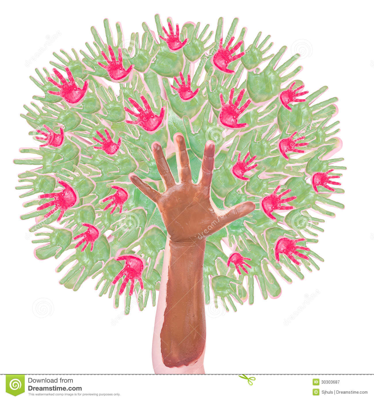 Apple Tree Made Of Childrens Hands Royalty Free Stock Photography