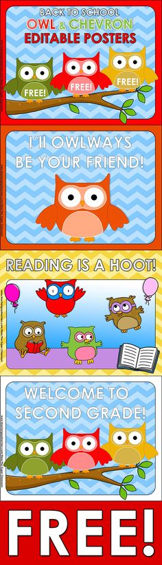 Back To School   Owl Chevron   Editable Posters Here You Are 3