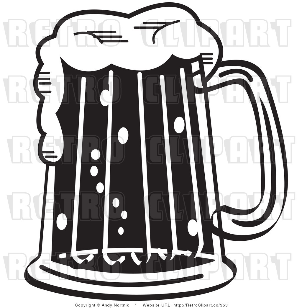 Black And White Pint Of Beer Retro Royalty Free Vector Clipart By Andy
