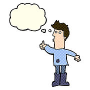Cartoon Poor Man With Thought Bubble