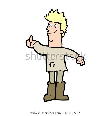 Cartoon Positive Thinking Man In Rags