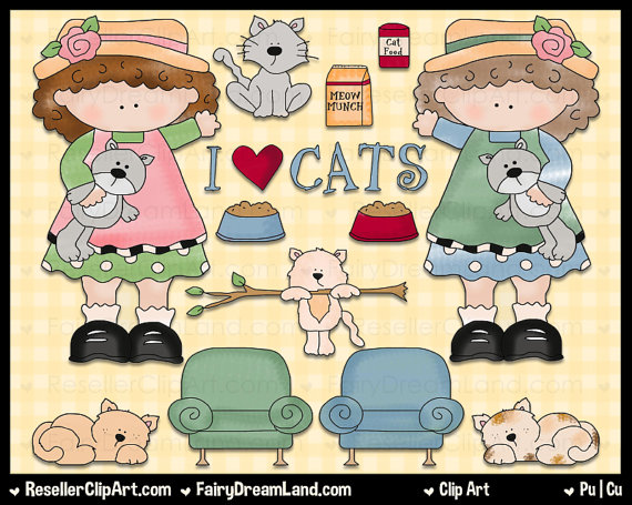 Cat Lady Digital Clip Art   Commercial Use Graphic Image Png Clipart