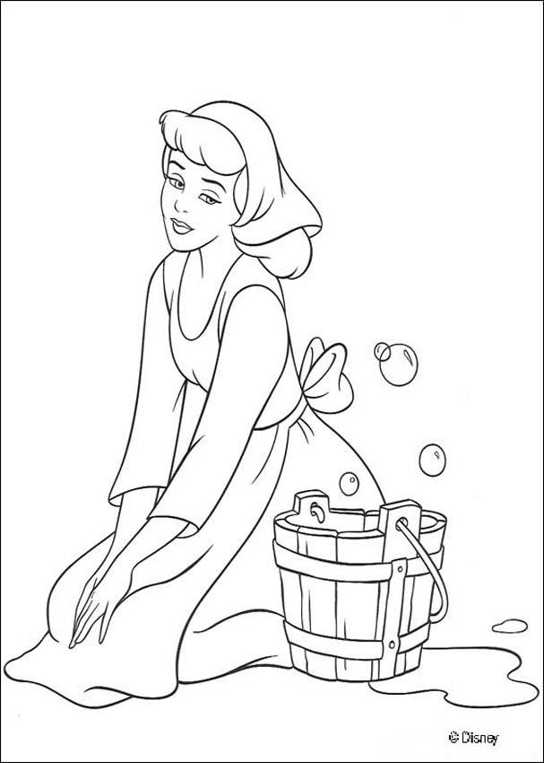 Cinderella Coloring Book Pages   Cinderella Cleaning The House