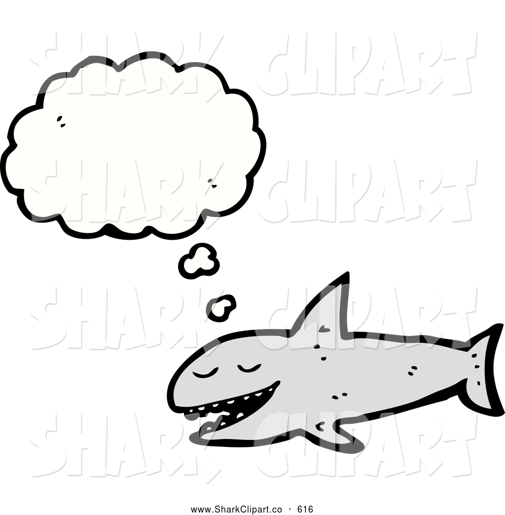 Clip Art Of A Smiling Thinking Shark A Thought Bubble Revealing His    