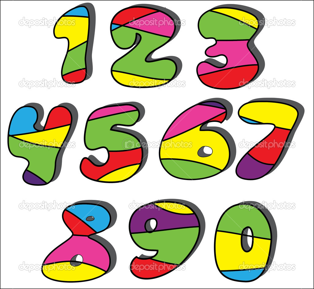 Colorful Cartoon Numbers Set   Stock Vector   Marifa  6553921