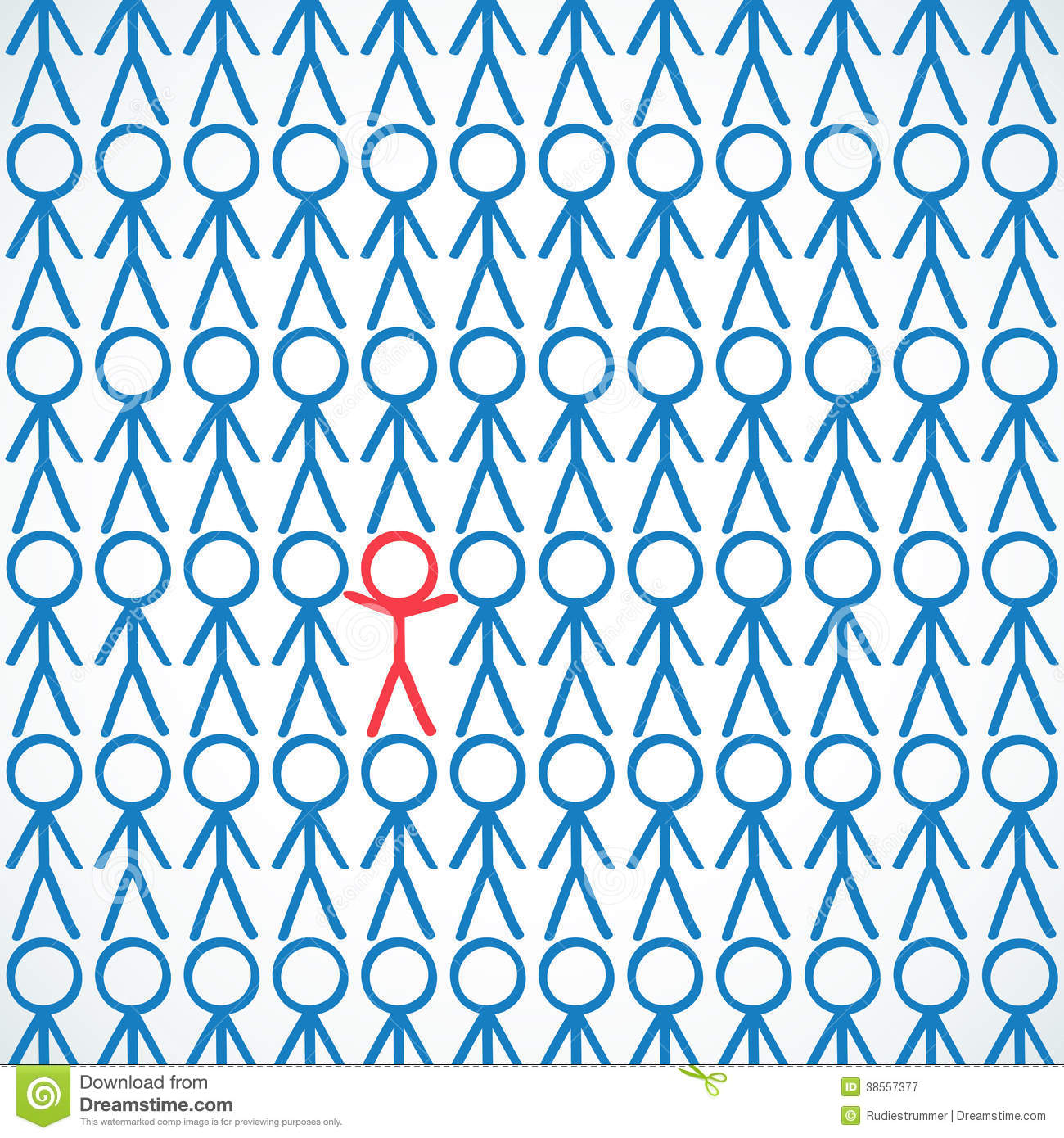Conceptual  Stick Figures In Homogeneous Rows One Royalty Free Stock