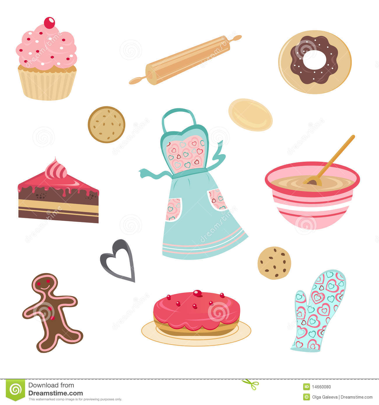 Cute Bakery And Kitchen Set Stock Photo   Image  14660080
